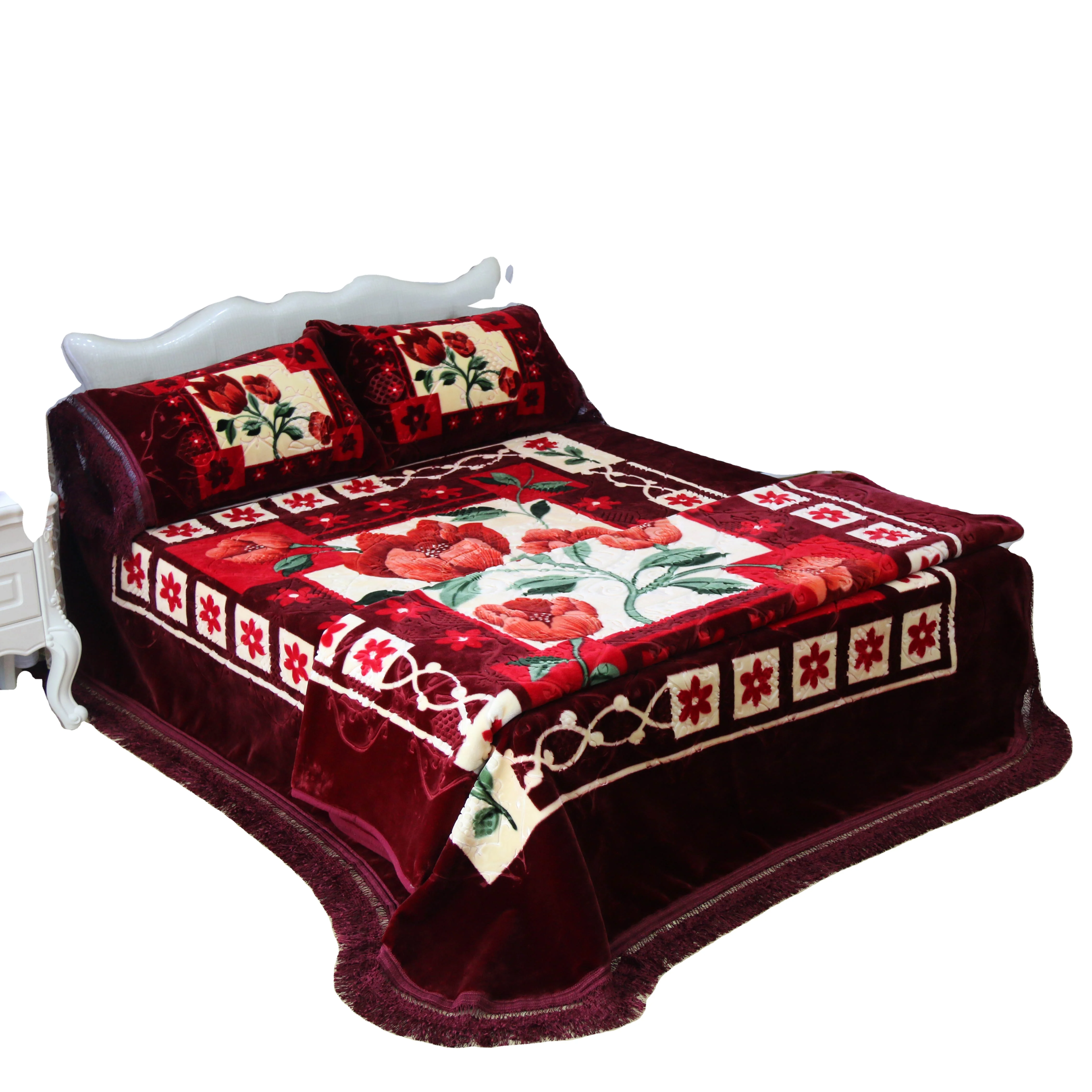 1ply 1 Side Embossed Mink Blanket Heavy Weight King Size Winter Floral Solid Polyester Home Wedding Directly Stocked China