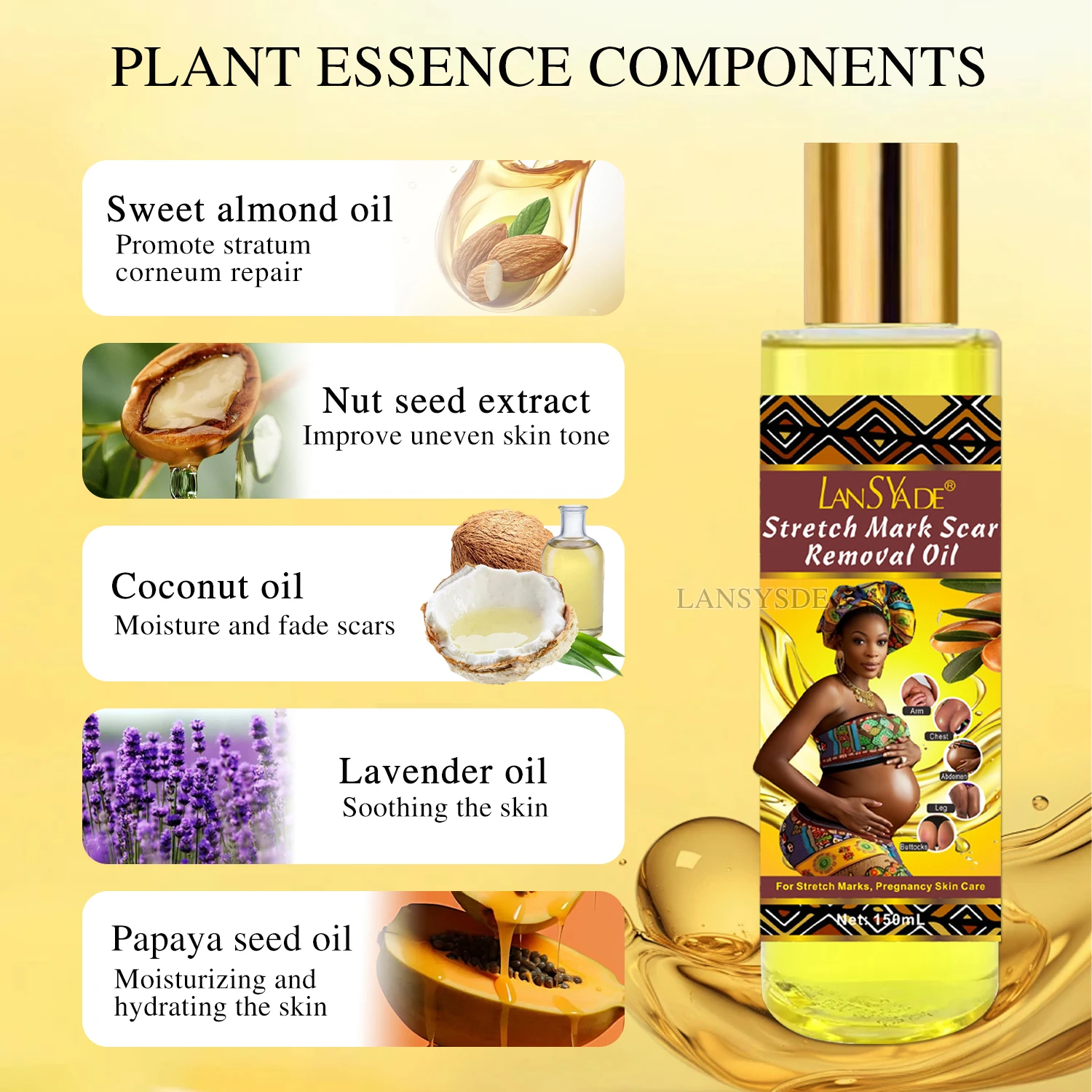 High Quality Pure Stretch Marks Scar Removal Oil Pregnant Scar effective Repair almond oil Stretch Marks Scar Removal Oil