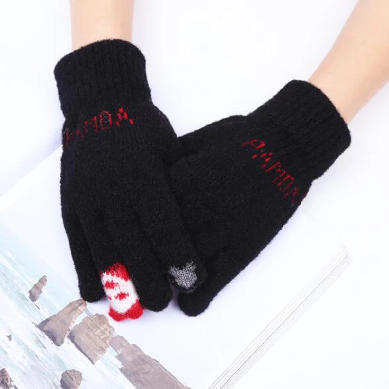 Женские зимние перчатки для сенсорного экрана, теплые вязаные перчатки с флисовой подкладкой, Зимние перчатки для письма с эластичными манжетами