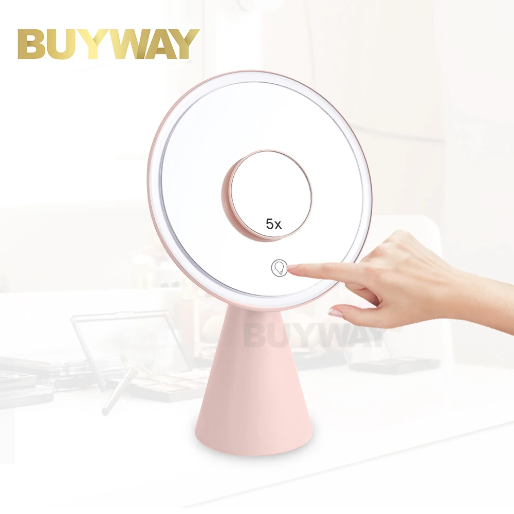 Custom Logo Rechargeable Foldable Portable Desktop Smart Touch Screen Makeup Mirror Led Cosmetic Table Mirror Make Up Mirror