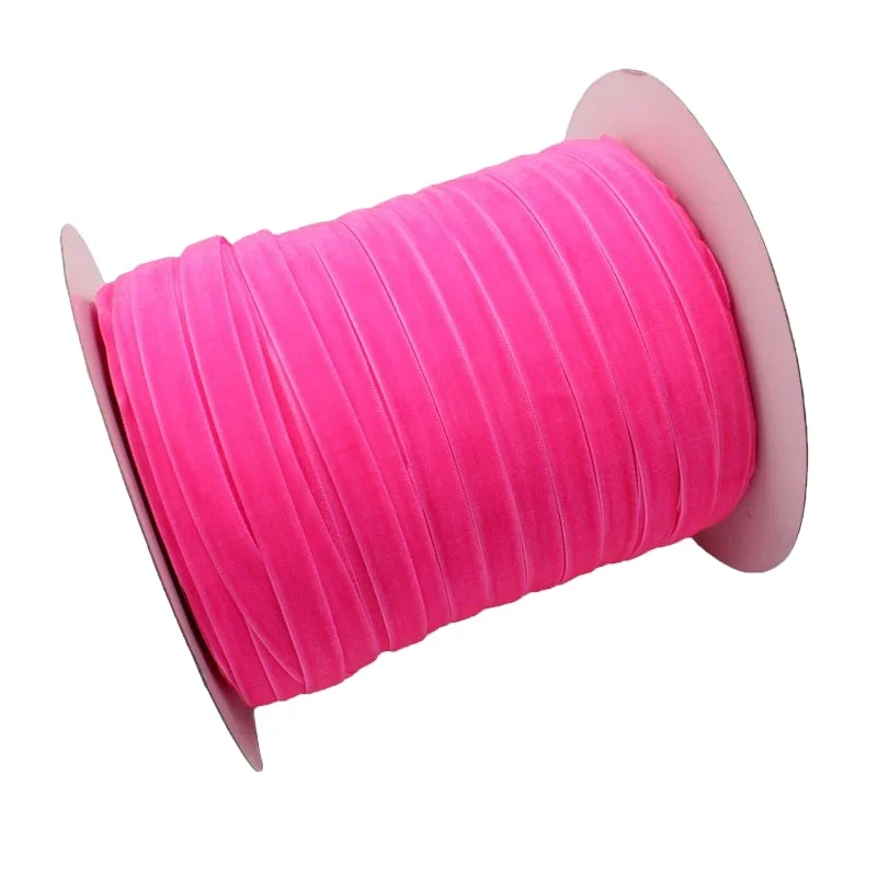 Hanfan Factory Stock None Stretch Velvet Ribbon Polyethylene Flocked Single Face 100% Polyester Ribbon
