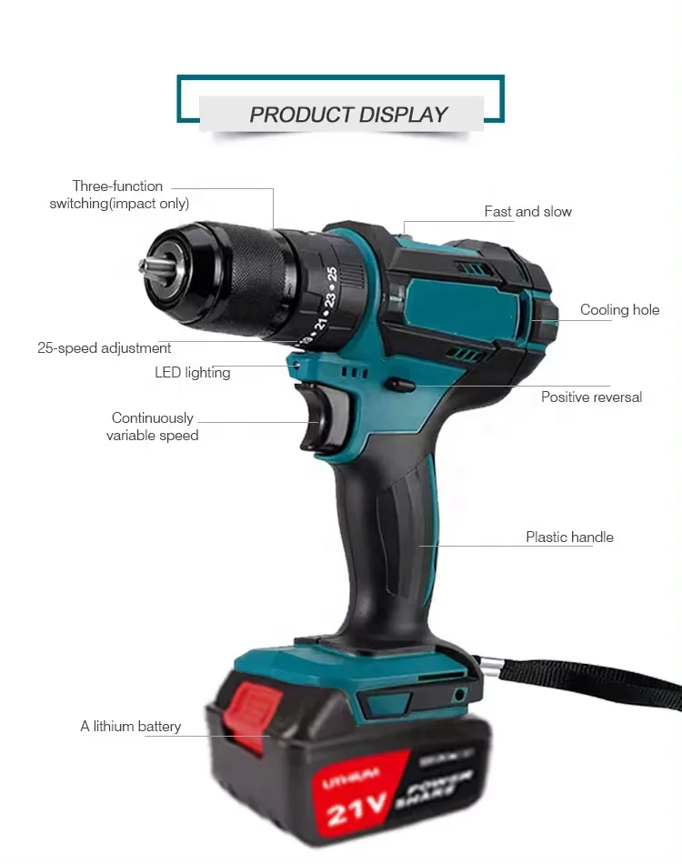 Wholesale High Efficiency Screw Driver Machine Hand Electric Power Drill Machine Tools Cordless Lithium Power Impact Drills