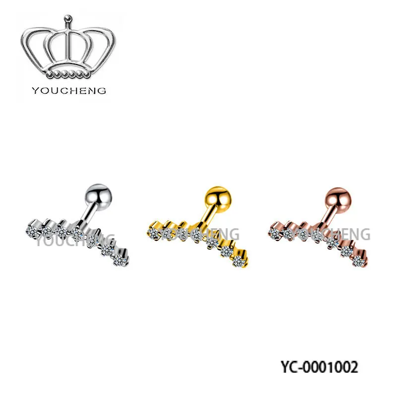 Unique Design Crystal Gems Ear Body Piercing Rings Jewelry