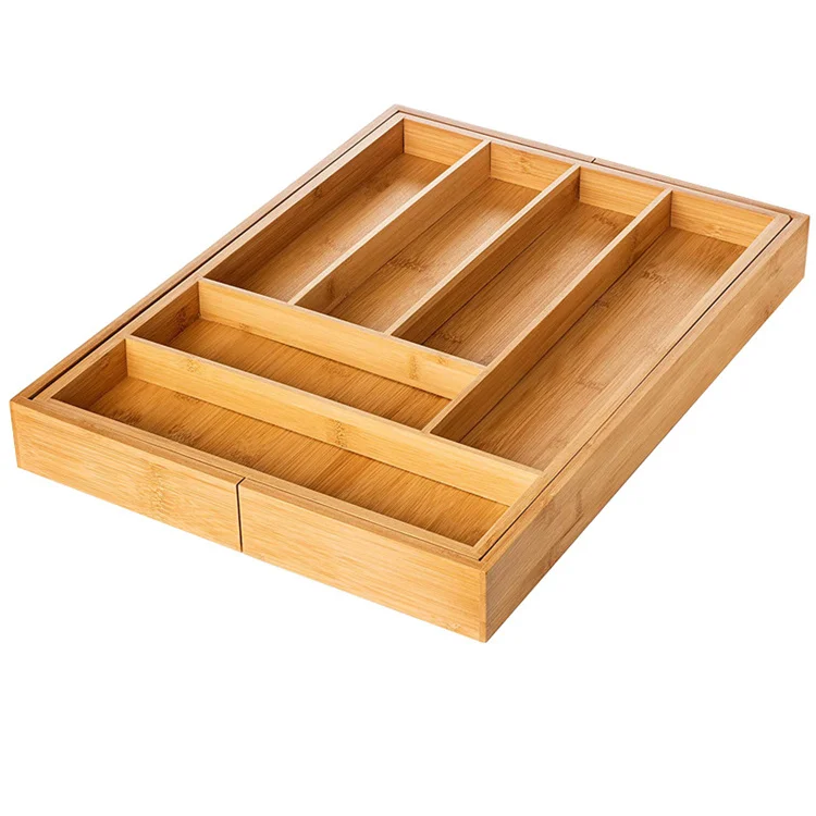 Multi-functional Bamboo Pastoral Kitchen Knife Box Kitchen Drawer Organizer Silverware Drawer Organizer