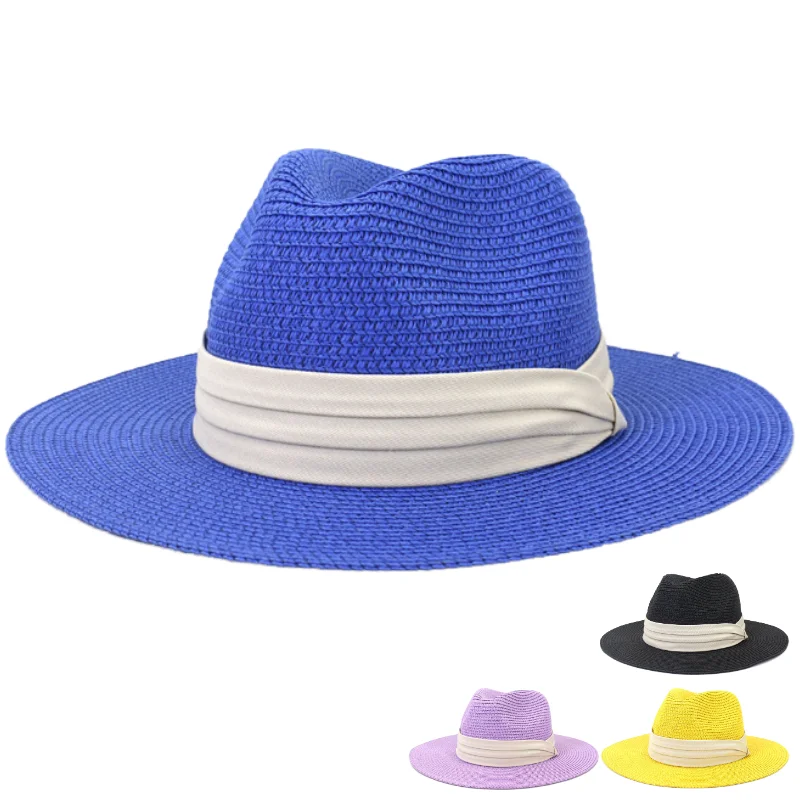 BESTELLA Brand Wholesale custom logo print large brim summer beach outdoor sunshade color contrast wide brim felt fedoras hat