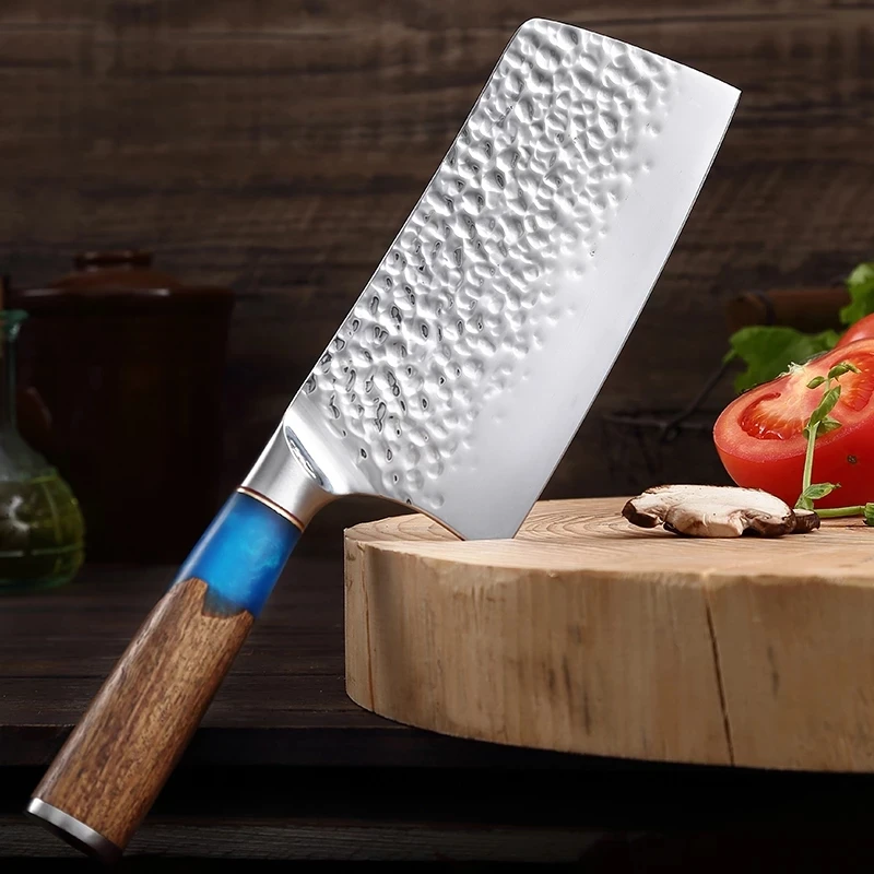 High Quality 7inch Stainless Steel Chinese Cleaver Butcher Knife With Resin Wood Handle
