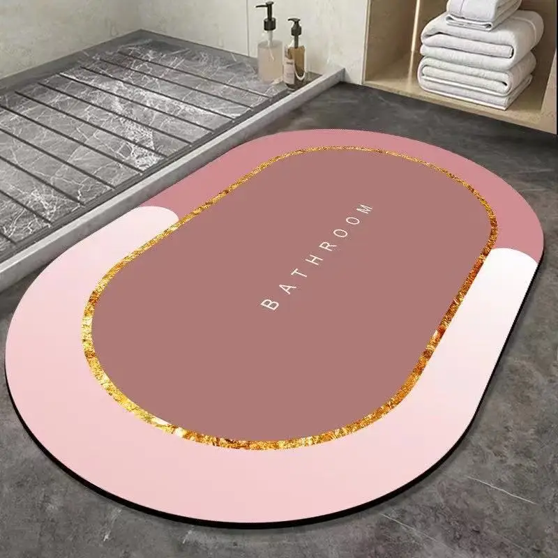 quick drying different shaped super absorbent anti-slip rug set custom floor foot diatomite bath mat for bathroom