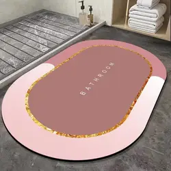 quick drying different shaped super absorbent anti-slip rug set custom floor foot diatomite bath mat for bathroom
