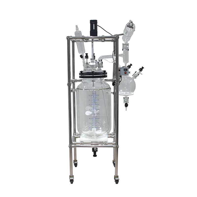 OEM distill constant temperature double layer equipment 80 litre kit glass reactor