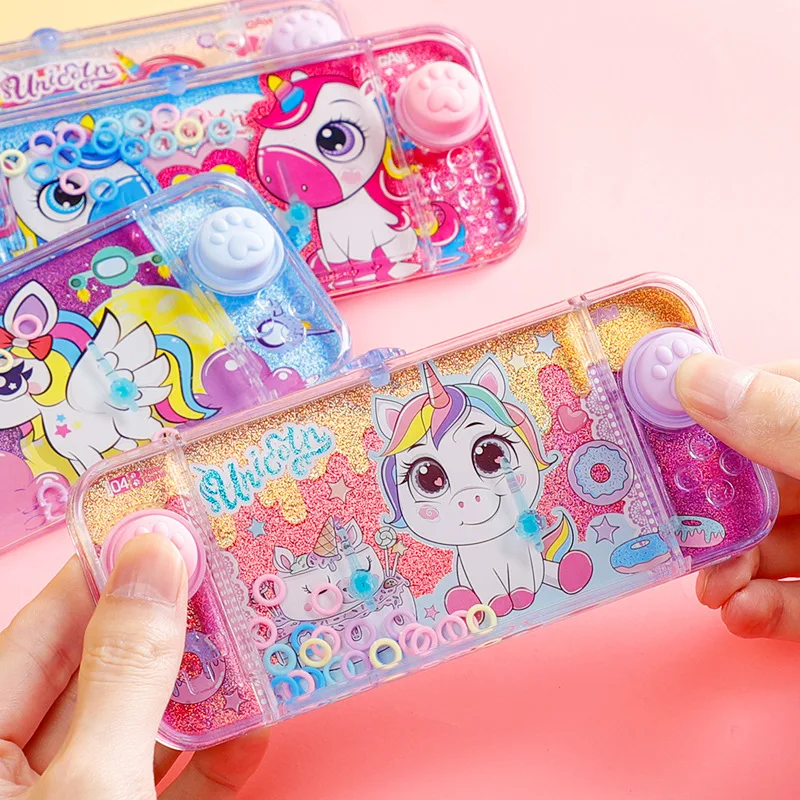 Classic Retro Game Set Transparent Kids Ring Toss Toy Parent-Child Water Game with Dinosaur and Unicorn Educational Design