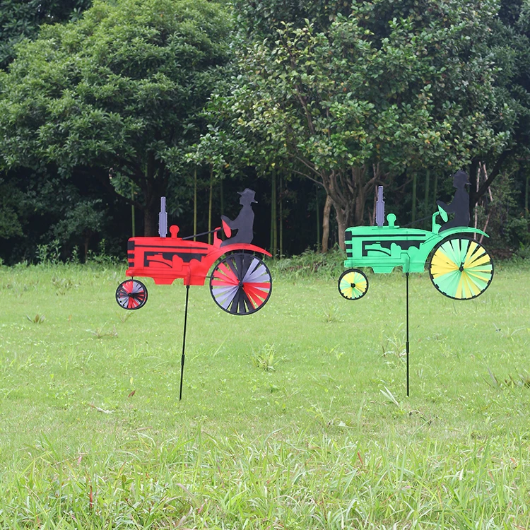 BAILING Outdoor Colorful Car Wheel Windmill Pinwheel Kids Toy Garden Decoration Driving Shape Windmills For Sale