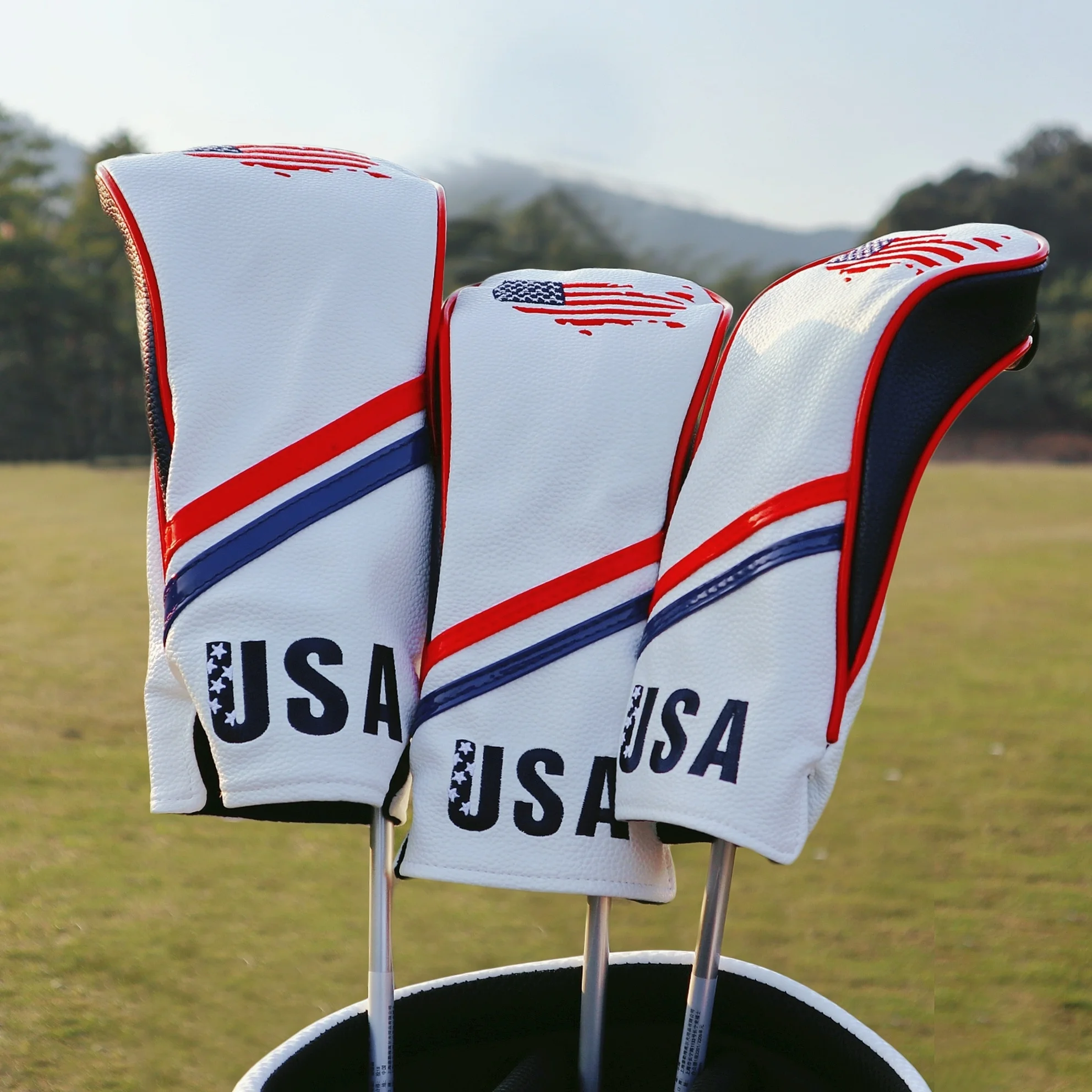 Custom wholesale Golf Wood Cover Wood 1 3 5 Driver Faiway Headcover Black Golf Wood Club Head Covers