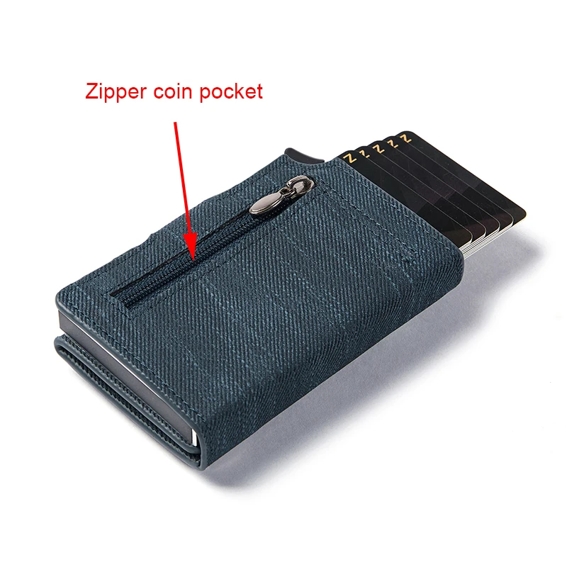 Yamo Hot Sell Pu Leather Holder Card Aluminum Pop Up Rfid Wallet Metal Card Holder