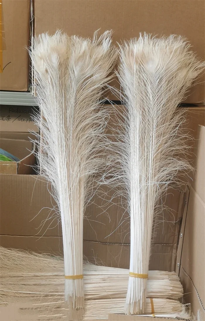 Sale Cheap 90-100cm White Peacock Feathers Peacock Tails Feather For Crafts Home Decorations Carnival Costume
