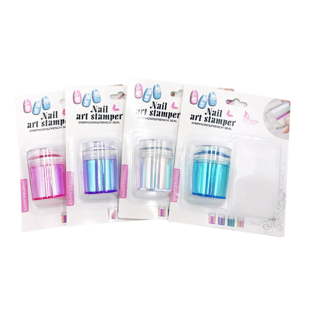 Transparent Jelly Silicone Nail Stamper Scraper 3-Piece Set for French Nails Manicure Nail Art Stamping Tool Kit