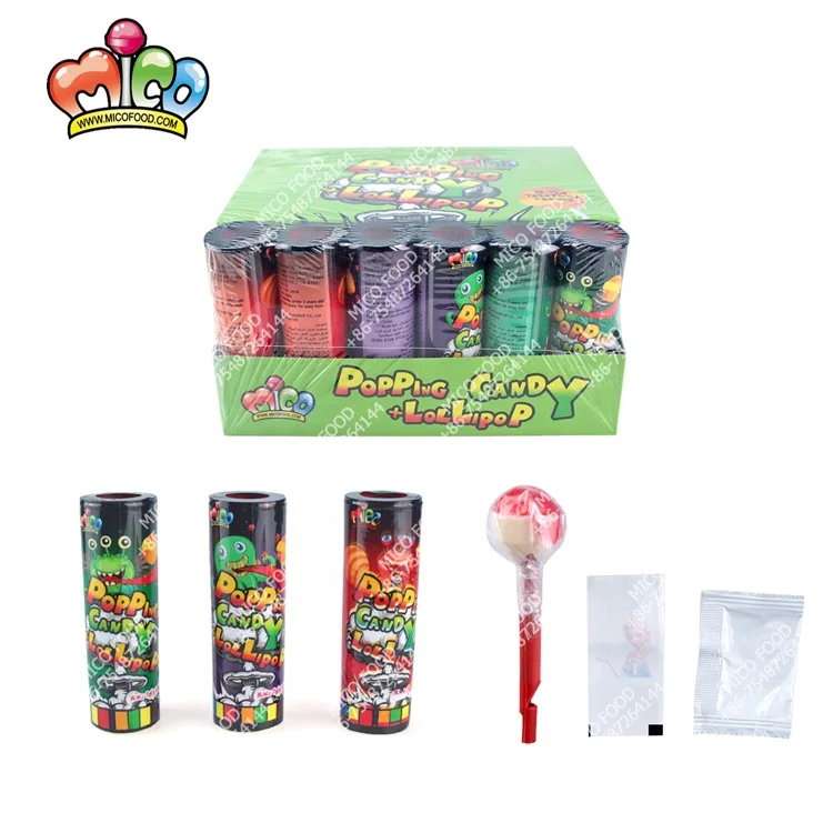 Ball Shape and Fruity Flavor lollipop with popping candy