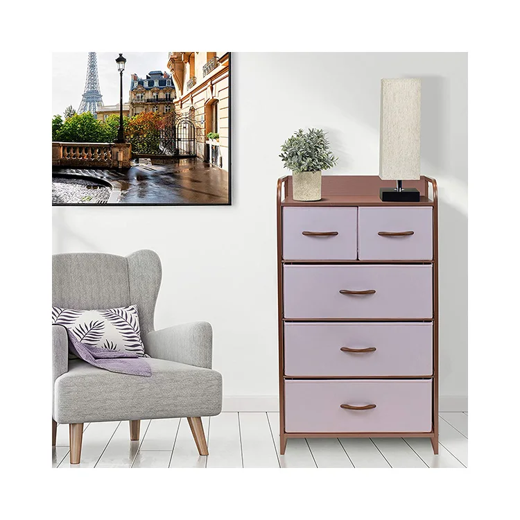 Furniture Storage Tower for Bedroom 5 Drawer Dresser Organizer Fabric Storage Chest