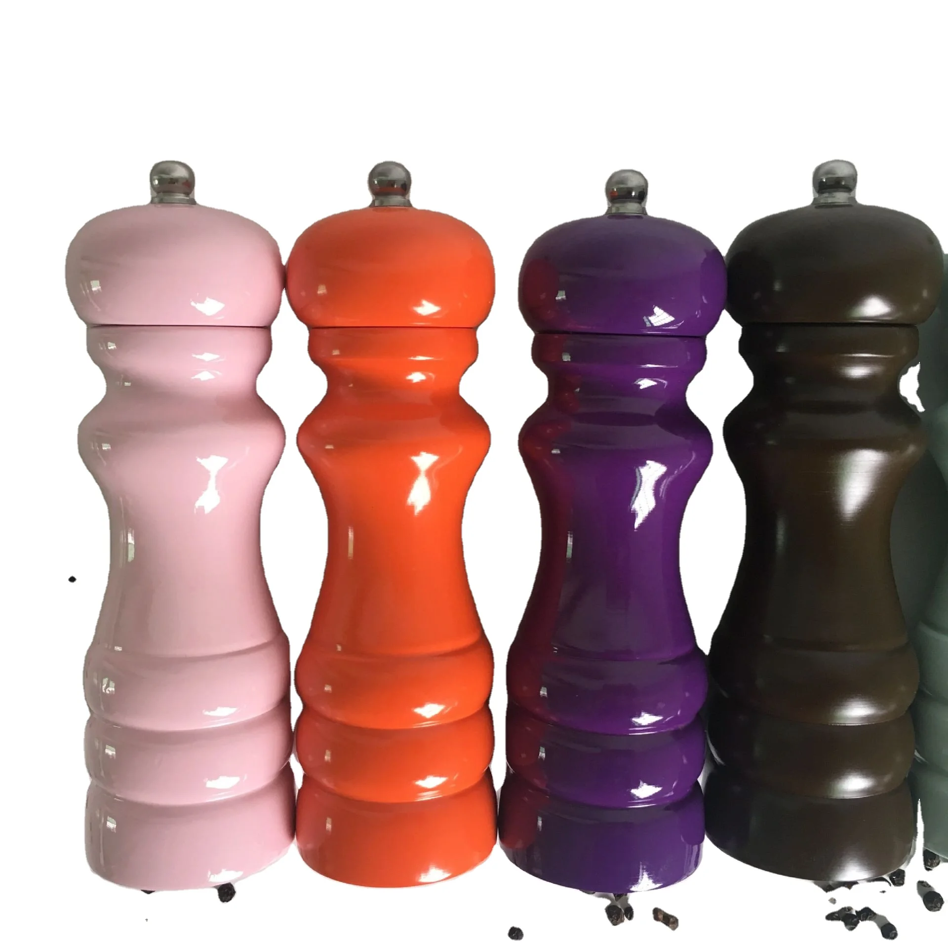 Kitchen Usage Wood Bottle Salt And Pepper Grinder Set With Tray Kitchen Accessories