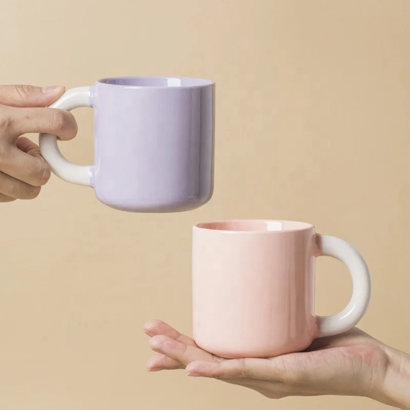 Nordic style 12oz ceramic mug warm macaron color porcelain coffee mug