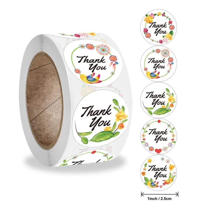 1 Inch Thank You Deco Sticker Self Adhesive Labels Roll For Packaging Holiday Wedding Gift Sealing Stickers Etiquetas 500pcs