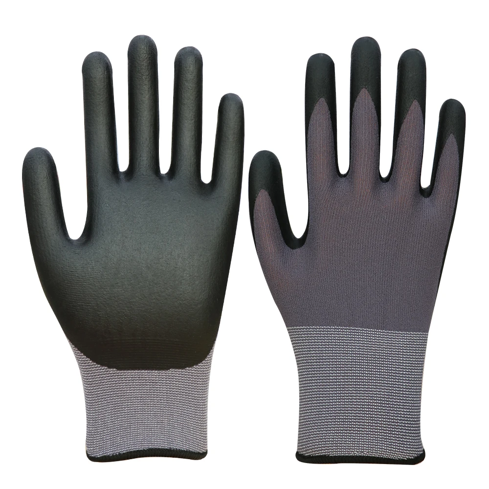 Wholesale Custom Comfortable Garden Industrial Protective Glove Nitrile Palm Waterproof Anti-oil Safety Work Gloves
