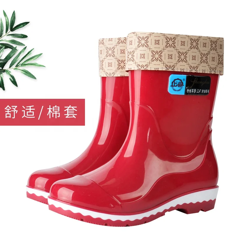 
Rubber Fashion Working Waterproof Pvc Short Ankle Girl Glitter for Women Ladies Cheap Rain Boots 