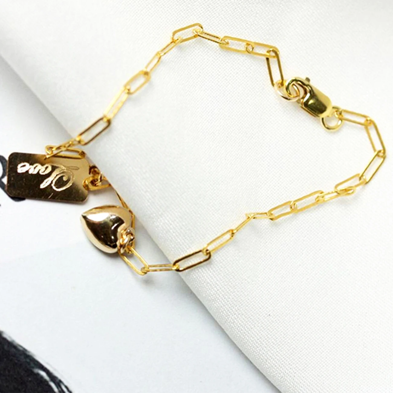 14k Gold square brand love bracelet female simple