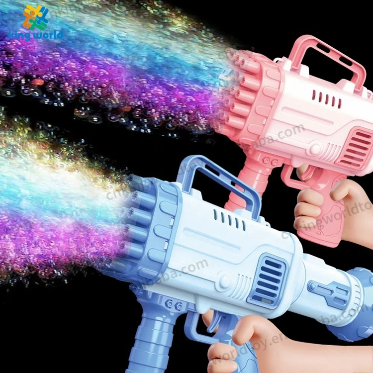 Electric Automatic Pistola De Burbujas Blower Rocket Boom Bubble Gun, Colorful Rich 32 Hole Bazooka Bubble Machine