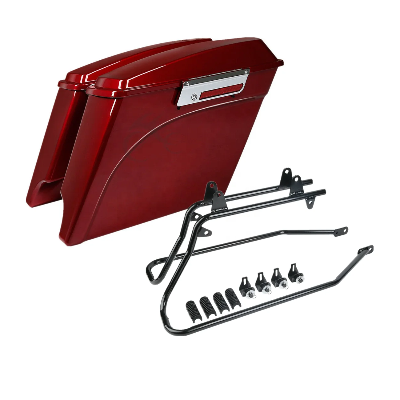 TCMT для Harley Saddlebag XF111515-R + 100 5 дюймов, растягивающиеся красные сиденья, черный конверсионный кронштейн, подходит для Harley Softail