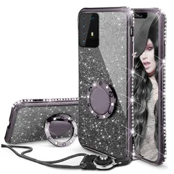 Bling Bling Glitter Diamond Case For Huawei P20 P30 P40 Mate 20 30 Pro Lite Phone Case With Ring Holder Mobile Phone Accessories