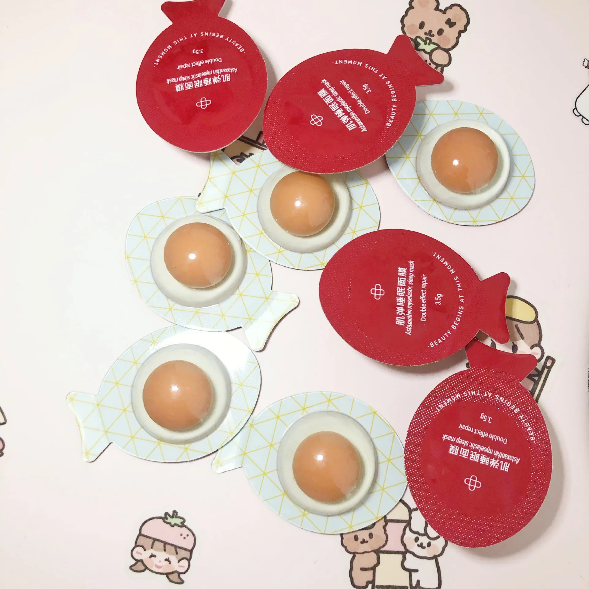 Small egg sleep facial mask hydrating astaxanthin no wash anti sugar small muscle egg smearing Facial Mask Wholesale