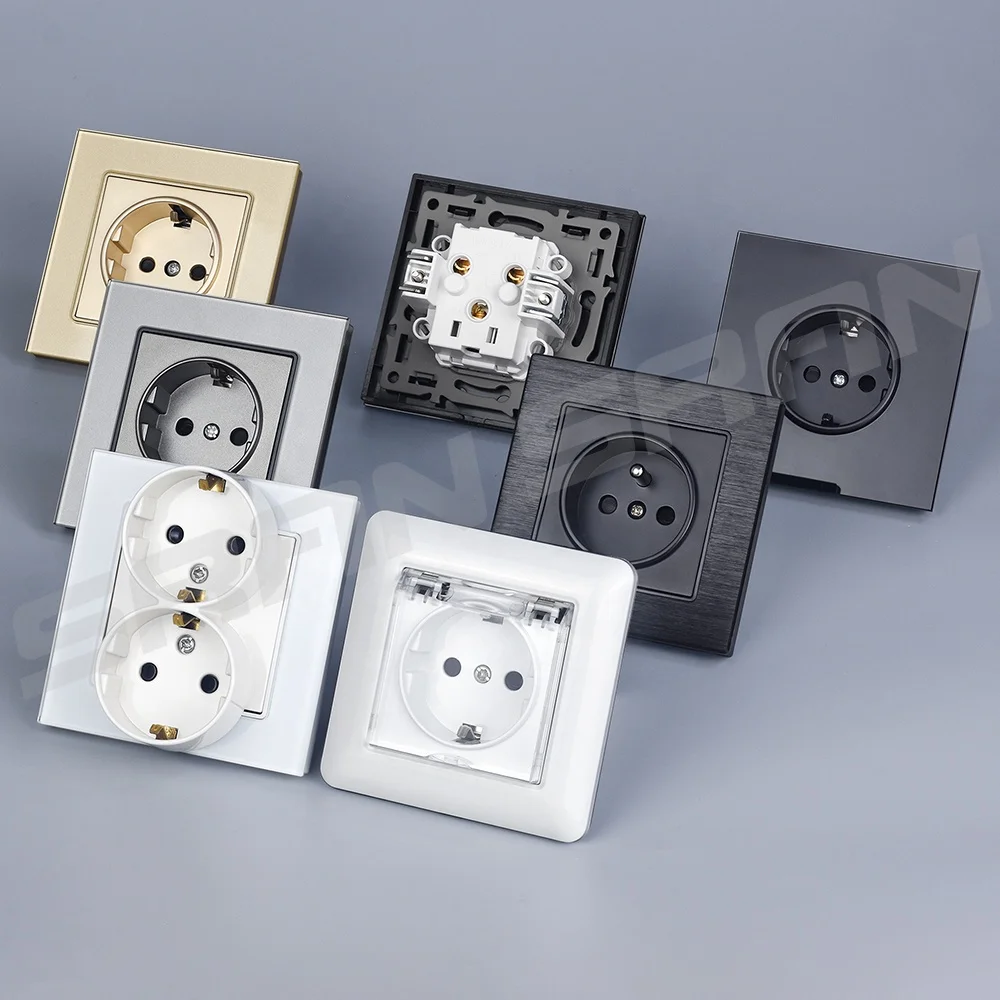 Prise Et Interrupteur eu french 230v 16a built-in multiple power current electrical wall socket