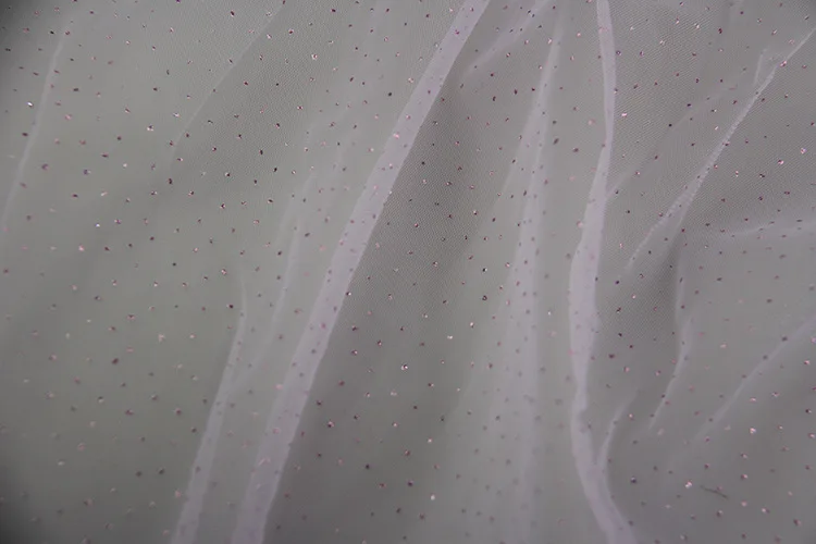 Hot Sale 100%Nylon Bright Gold Sparkle Print Glued Glitter Powder Tulle Mesh Lace Fabric for Dancing Wedding Dress