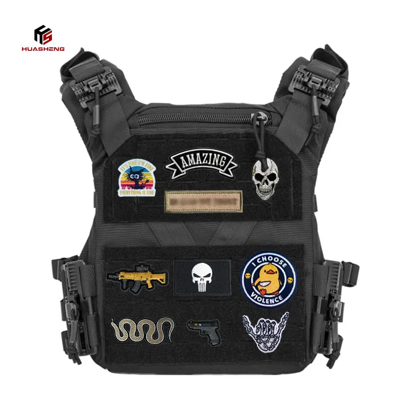 HuaSheng 900D Nylon Quick Release Plate Carrier Laser Cut MOLLE System Combat Tactical Vest for Outdoor Paintball Game
