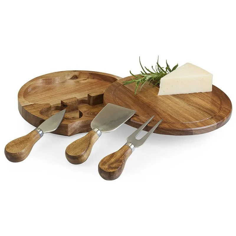 High Quality Wooden Cheese Board Pizza tray Round Western Steak Tray Rotating Cheese  Board