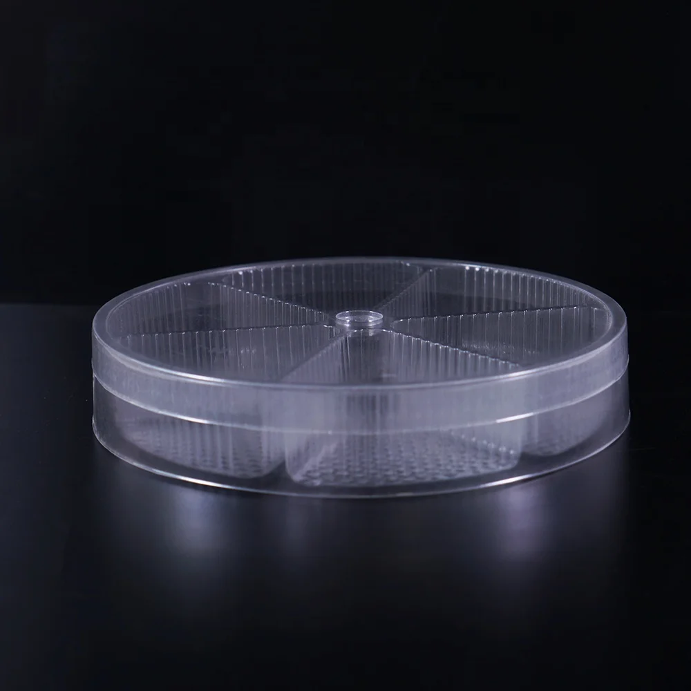 Одноразовый круглый пластиковый лоток для фруктов с крышкой 5 отделений