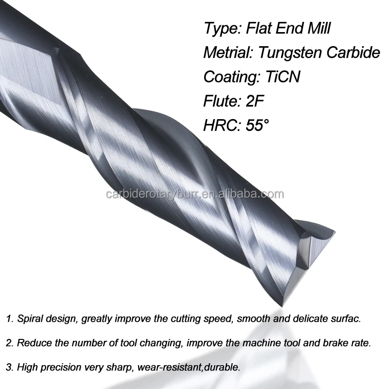 2 Flute Flat End Mills Router Bit 1-12Mm Tungsten Carbide Frees Hrc 45 Cnc Machine Milling Cutter