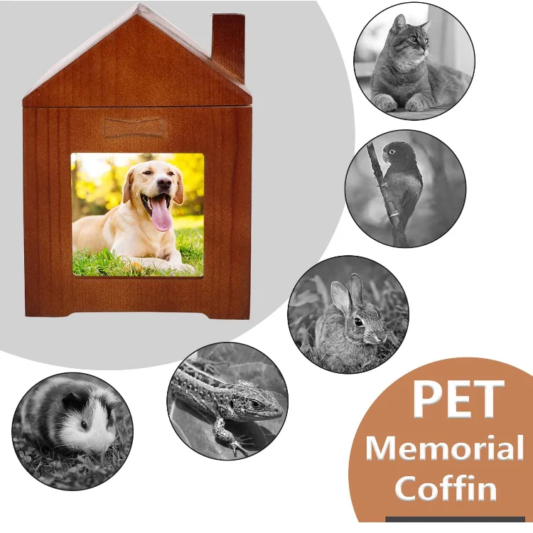 pet memory keepsake wooden dog urns with photo frame & candle holder