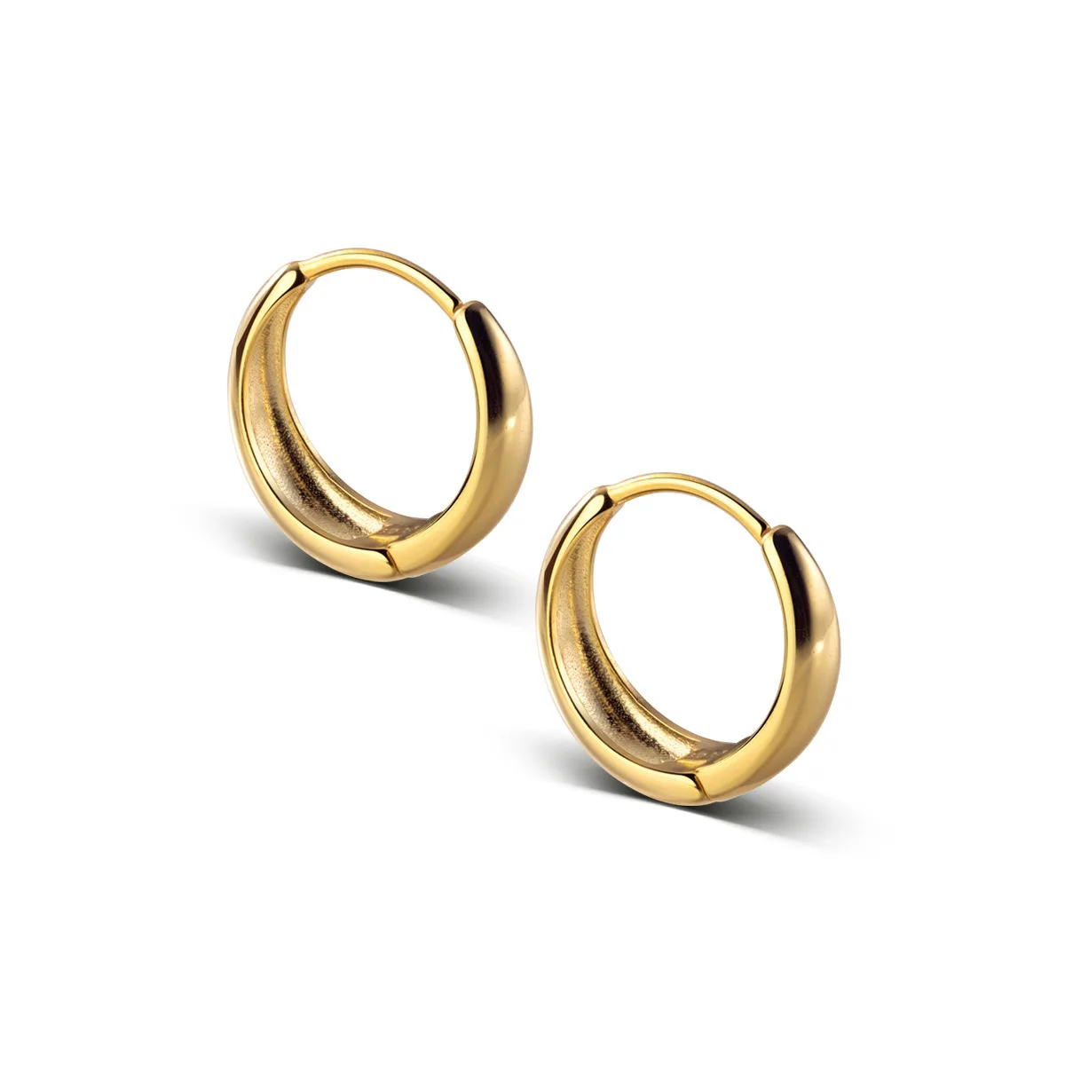 Daidan Gold Plated Hoop Earrings 18K High Polished Plain Silver Woman Clip On Hoop Wide Hoop Huggies Earrings
