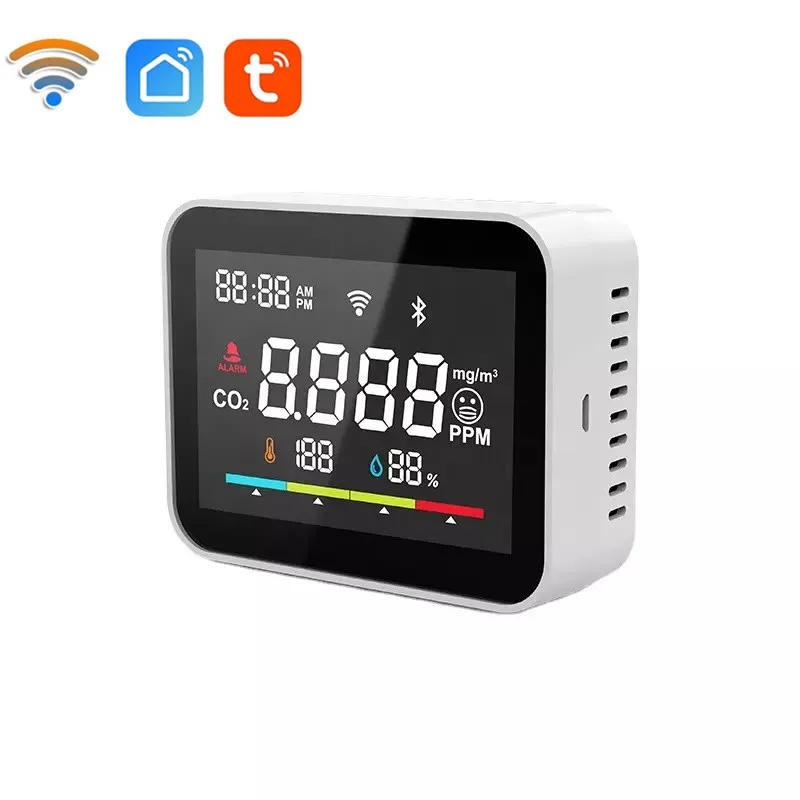 HIMOJO Tuya Wifi CO2 Smart Air Quality Sensor Temperature And Humidity Sensor Smart Home Air Quality Monitor