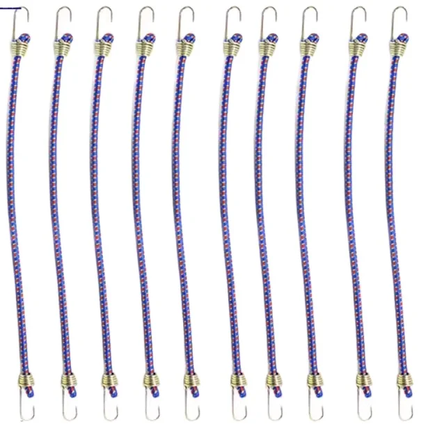 wholesale price custom length black latex 4mm mini bungee cord elastic tie downs with metal hooks for luggage