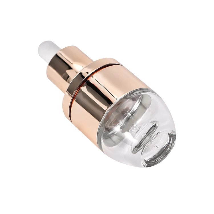 Luxury Silver Gold Aluminum Cover Essential Oil Dropper Bottle Metal Colored Cosmetic Serum Cylinder Glass Bottle with Dropper
