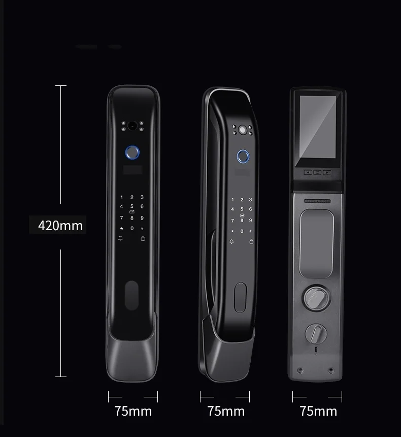 TUYA smart lock with camera phone app fingerprint lock touch screen handle alarm code Deadbolt door lock