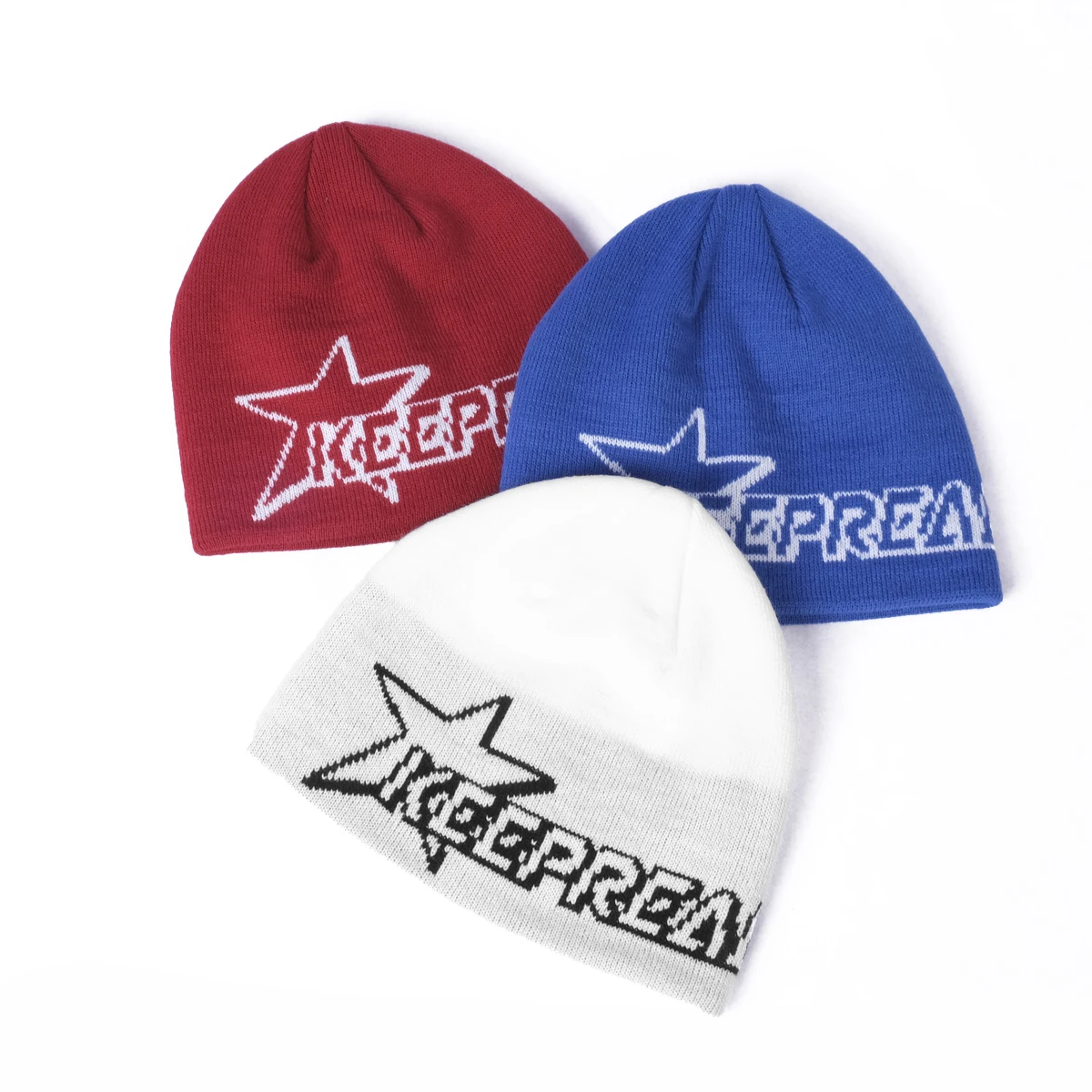 Дизайнерские акриловые вязаные зимние шапки унисекс мужские на заказ жаккардовые с