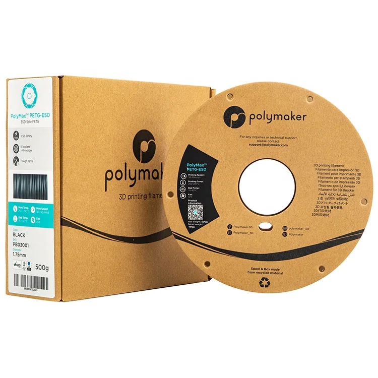 Wholesale High Quality High Streng All-rounder Custom  0.5kg/1.75mm Polymaker PolyMax PETG-ESD 3D Printer PETG Filament