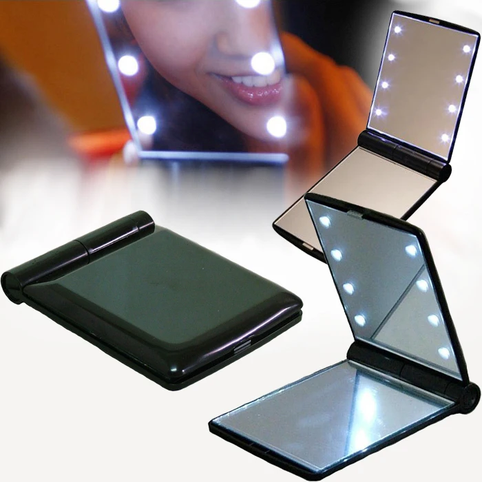 Hollywood Crystal Vanity Set Mirror With Lights Custom Bling Hand Held Led Mirror With Stand Fancy Sublimation Matte Black