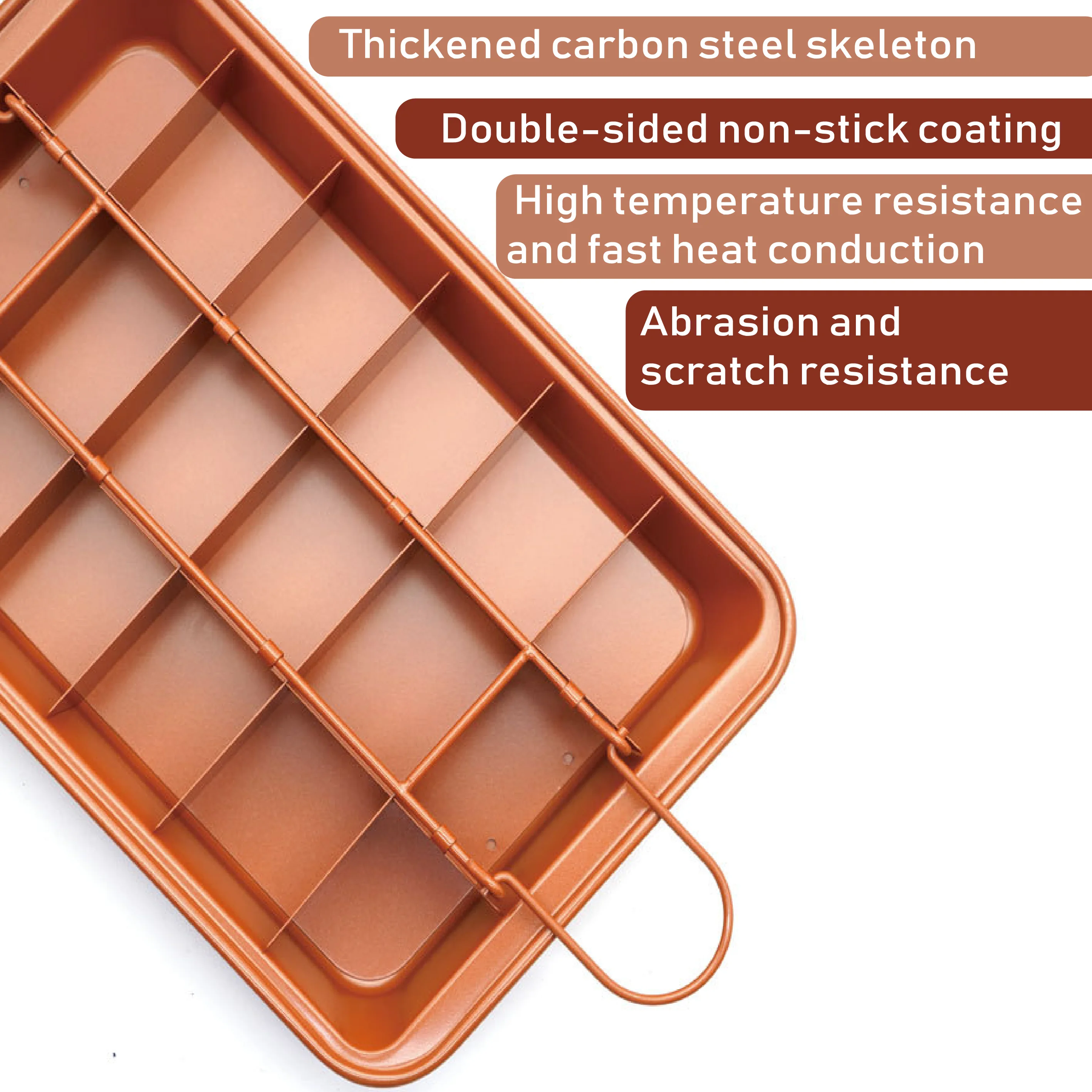 
Non Stick Brownie Pans with Dividers, High Carbon Steel Baking Pan, Makes 18 Pre-cut Brownies All at Once 