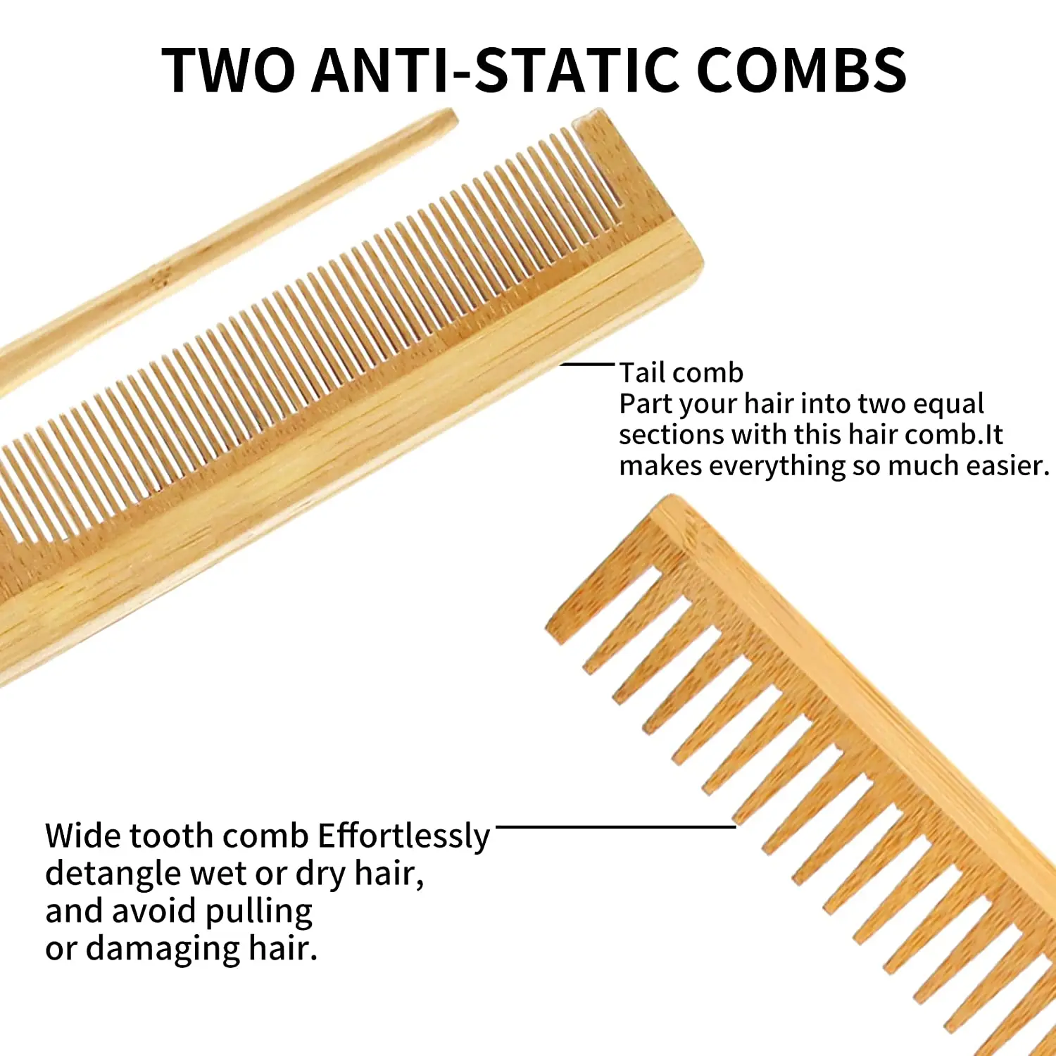 Wholesale Hair Brush with Comb Set Custom Logo Eco-friendly Biodegradable Massage Bamboo Hair Brush