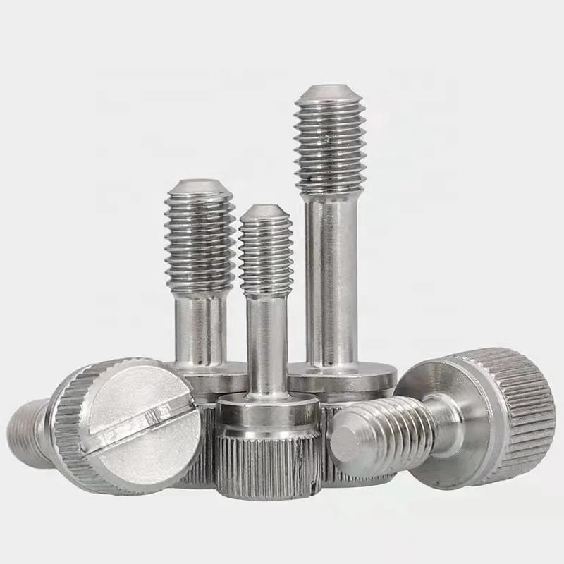 304 stainless steel GB839 Half thread screw loose and non-detachable slotted knurled captive screw