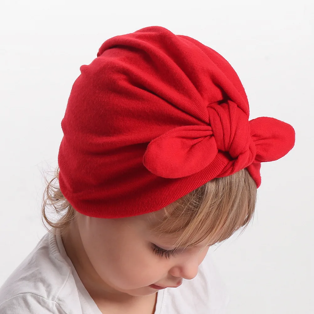 Cute Baby Girl Hair Bonnets Elastic Band Kids Baby Headwrap Cap Head Wear Soft Baby Turban hat With Big Bow